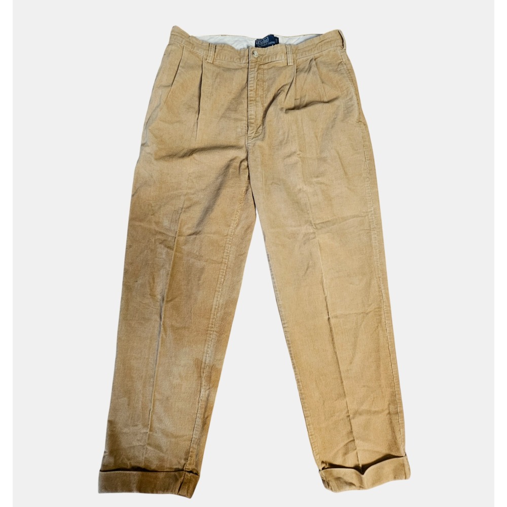 Polo Ralph Lauren Mens Chino Hammond‎ Pants Corduroy Pleated Cuffed 34x30 Cotton